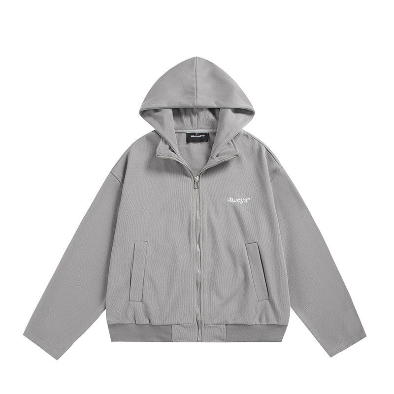 Unisex Oversize-Kapuzenjacke mit Zwei-Wege-Reißverschluss, geradem Saum und dezentem Logo-Emblem Echoarchiv