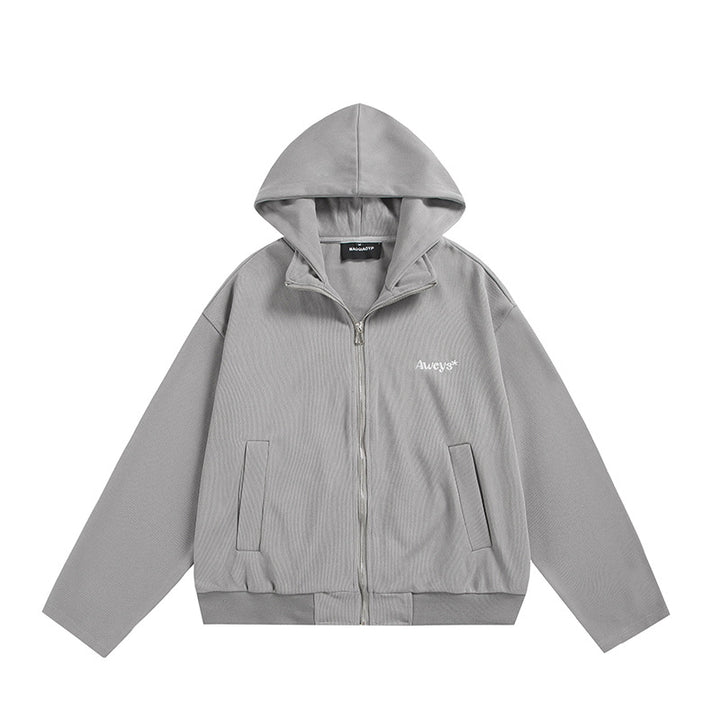 Unisex Oversize-Kapuzenjacke mit Zwei-Wege-Reißverschluss, geradem Saum und dezentem Logo-Emblem Echoarchiv