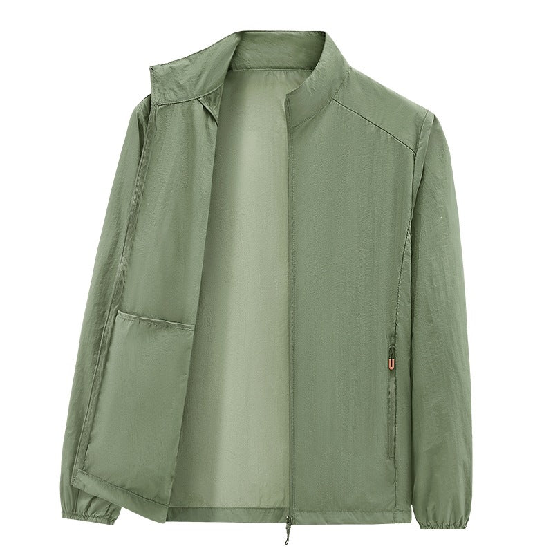 Herren Ultraleichte packbare Windjacke mit Innenfach, Stehkragen & Reißverschlusstaschen Echoarchiv