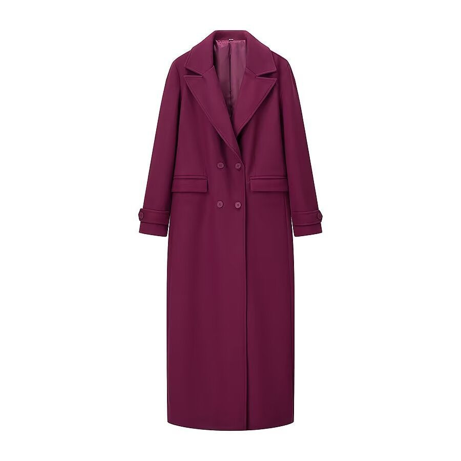 Damen Maxilanger zweireihiger Mantel mit Oversize-Revers und Ärmelriegeln Echo Archiv