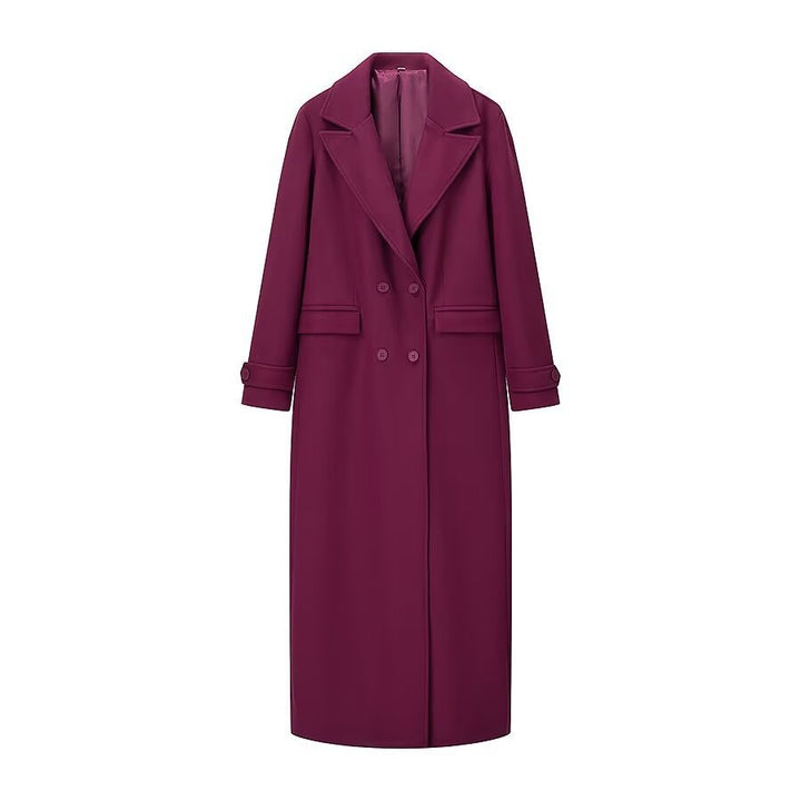Damen Maxilanger zweireihiger Mantel mit Oversize-Revers und Ärmelriegeln Echo Archiv