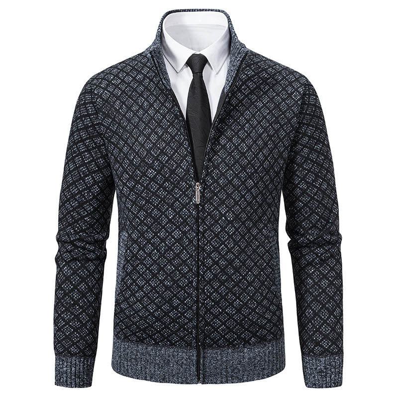 Herren Modische Strickjacke mit hochwertigem Zopfmuster und Reißverschluss Echoarchiv
