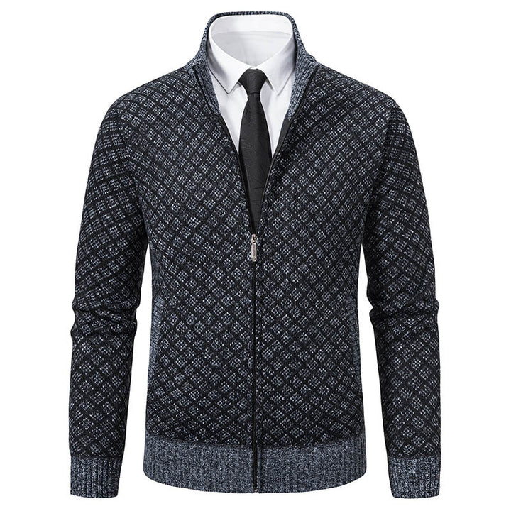 Herren Modische Strickjacke mit hochwertigem Zopfmuster und Reißverschluss Echoarchiv