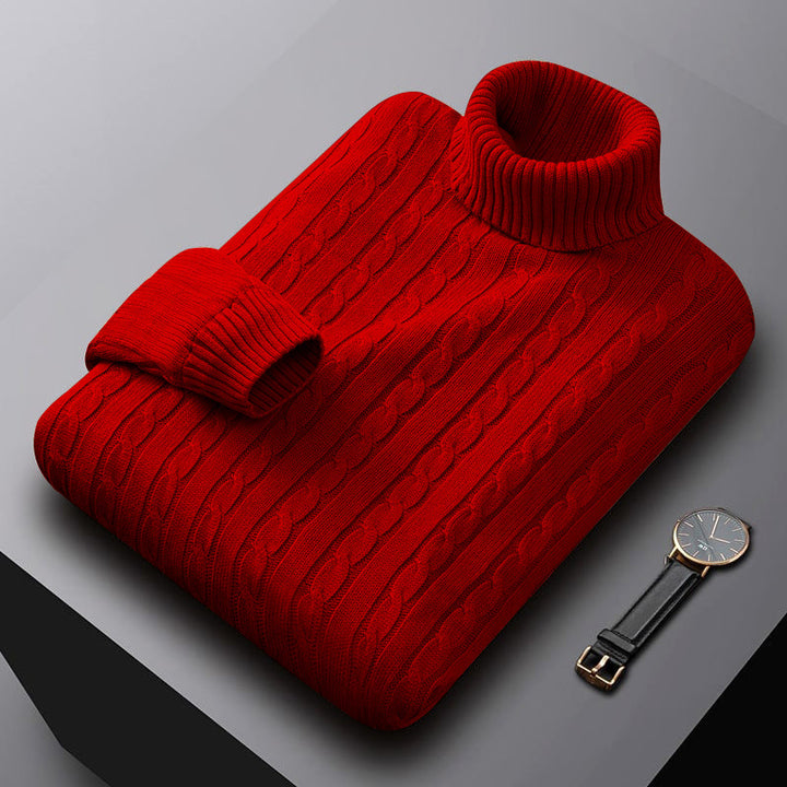 Herren nan grob gestrickter Rollkragenpullover mit Zopfmuster und wärmender Strickstruktur Echo Archiv