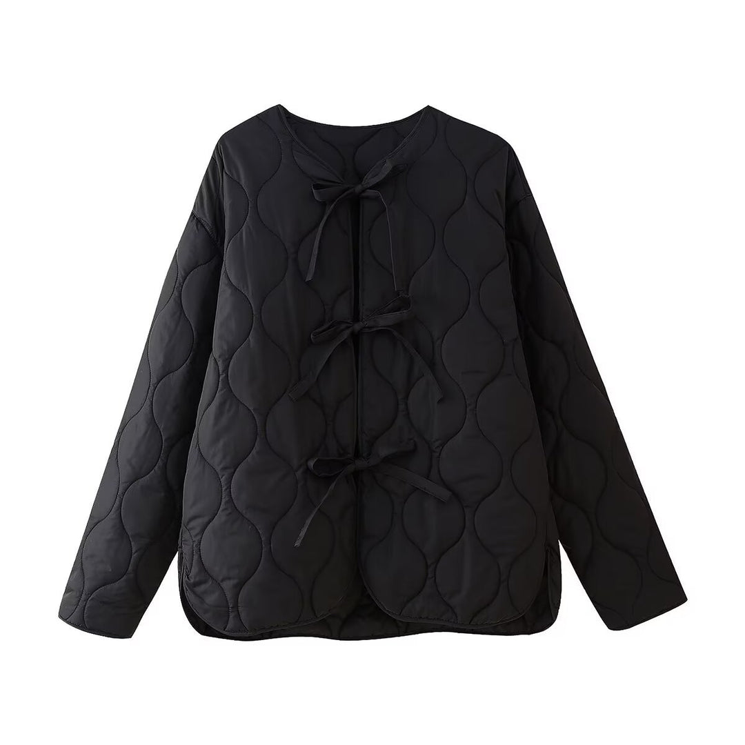Damen geometrisch gesteppte Oversize-Linerjacke ohne Kragen Echo Archiv