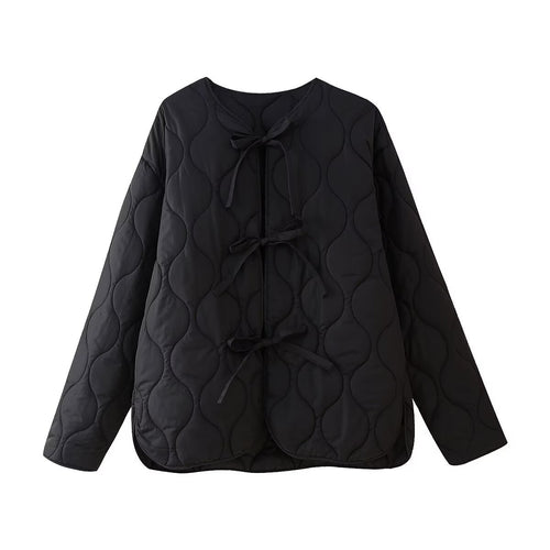 Damen geometrisch gesteppte Oversize-Linerjacke ohne Kragen Echo Archiv