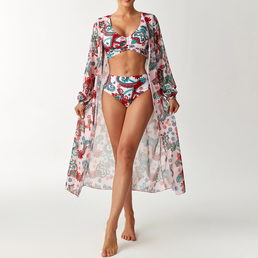 Damen Bikini-Set mit floralem Design und transparentem Cover-Up Echo Archiv
