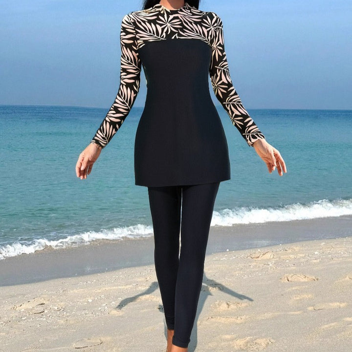 Damen Eleganter Langarm-Surfsuit mit modischen Akzenten Echo Archiv