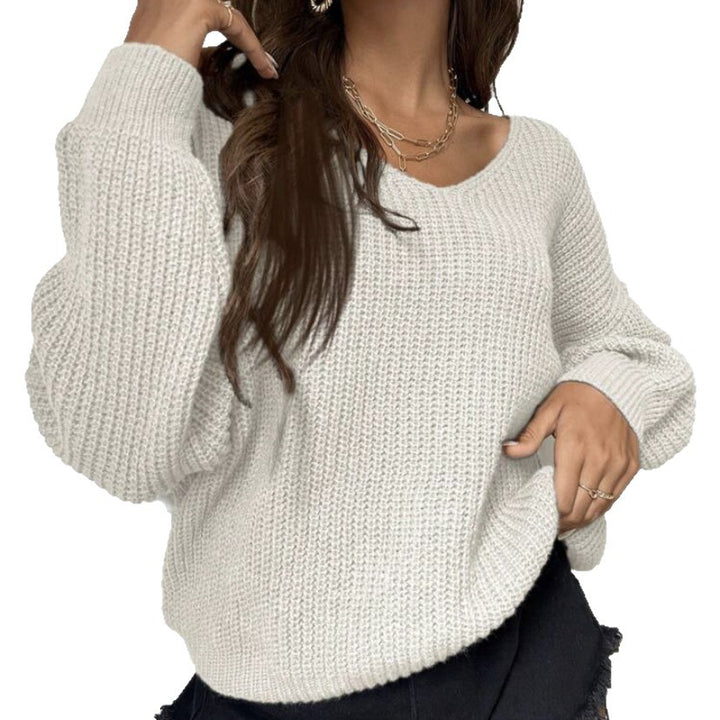 Damen Cropped Oversize Strickpullover mit asymmetrischem Off-Shoulder und voluminösen Ärmeln – Mavelle