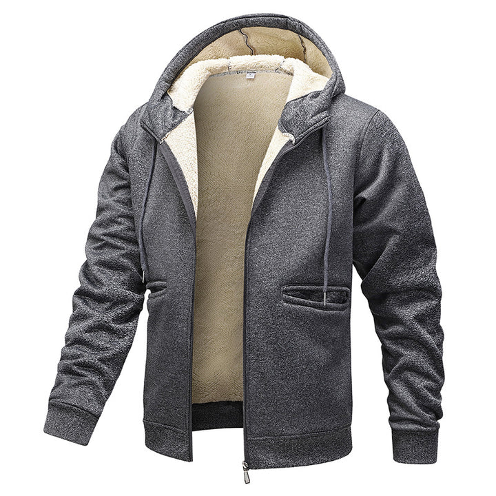 Herren gep padded Hoodie-Jacke im Bomber-Stil mit hochflorigem Teddy-Innenfutter und Taschen mit Handwärmer-Paspel – Brevano