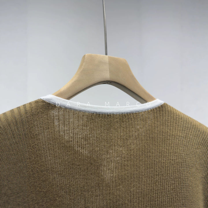 Damen Elegante Ripp-Button-Up Strickjacke Echoarchiv