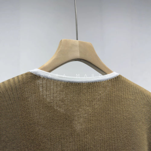Damen Elegante Ripp-Button-Up Strickjacke Echoarchiv