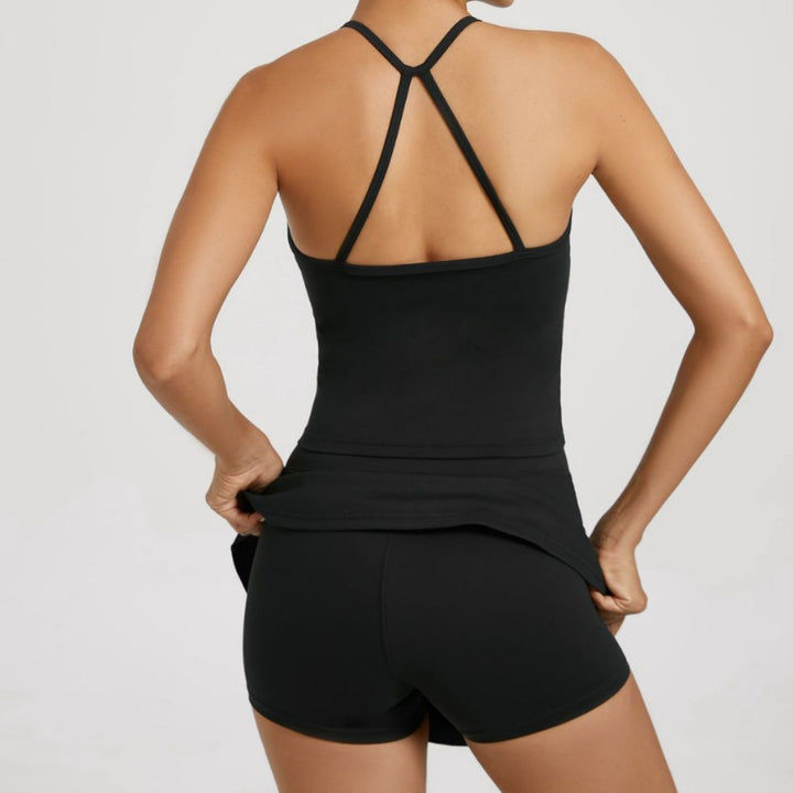 Damen Sportliches Tanktop mit kombiniertem Minirock Echo Archiv