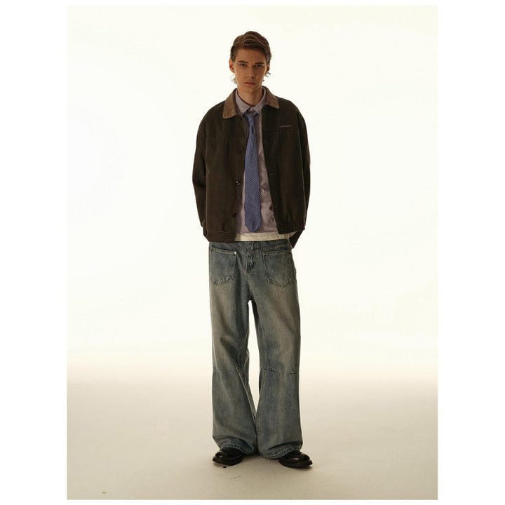 Herren Boxy-Canvas-Jacke mit Cordkragen und verdeckter Knopfleiste Echo Archiv