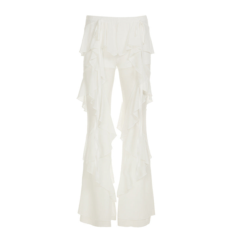 Damen Rüschenhose mit elastischem Bund und transparentem Design Echo Archiv