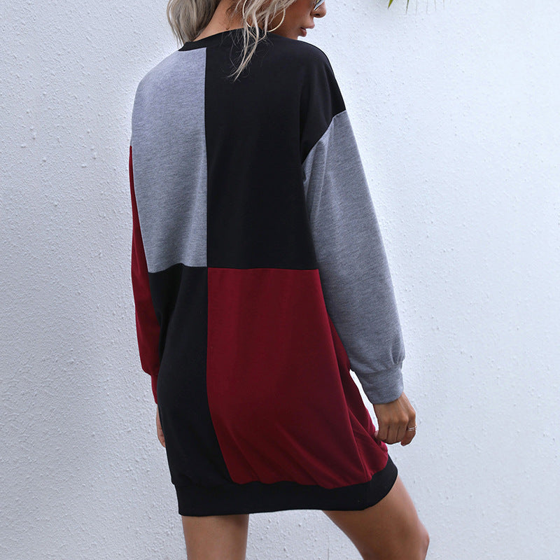 Damen Langarm-Sweatkleid mit Blockpaneelen und weitgeschnittener Passform Echoarchiv