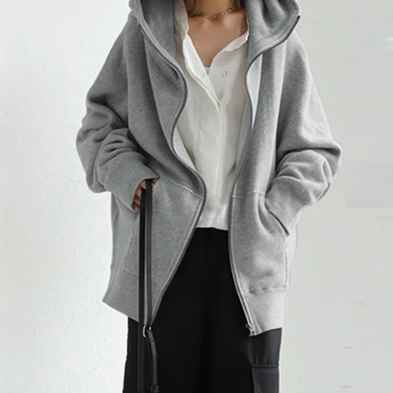 Damen nan übergroße Kapuzenjacke mit Reißverschluss und Kängurutasche aus flauschigem Fleece Echo Archiv