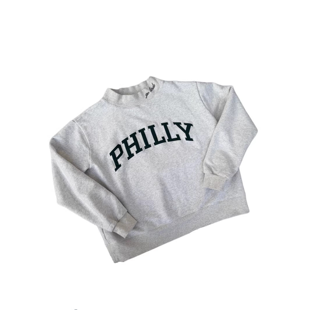 Damen nan weit geschnittenes College-Sweatshirt mit hohem Stehkragen und aufgenähtem Schriftzug Echo Archiv