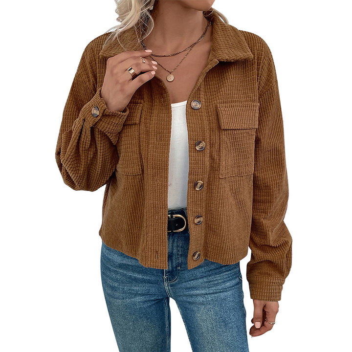 Damen Lässige Kordjacke mit Knopfleiste Echo Archiv