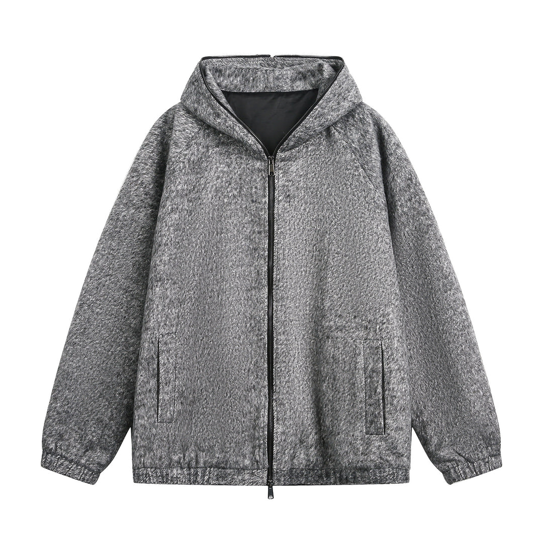 Unisex Technische Oversize-Kapuzenjacke im Wolloptik mit Zwei-Wege‑Reißverschluss Echo Archiv