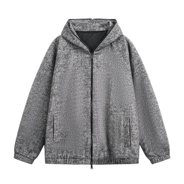 Unisex Technische Oversize-Kapuzenjacke im Wolloptik mit Zwei-Wege‑Reißverschluss Echo Archiv
