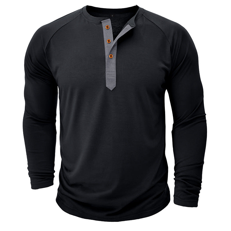Herren Langarm-Henley-Shirt mit modernem Schnitt und einzigartigen Details Echoarchiv