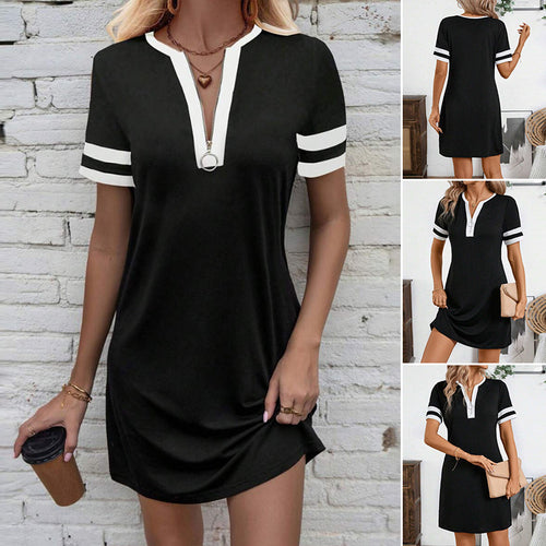Damen nan Tunika-Minikleid mit Ring-Reißverschluss und sportiven Ärmelstreifen Echo Archiv