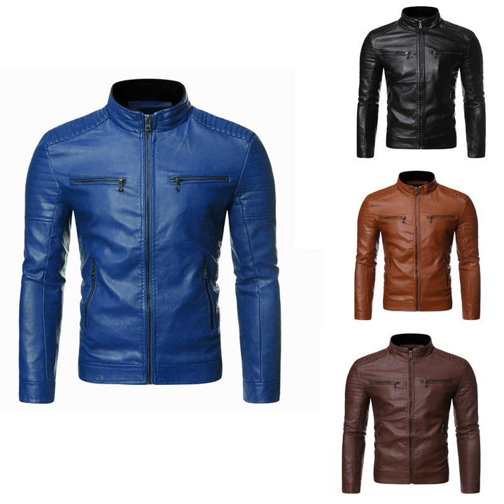 Herren Sportliche Lederjacke mit Stehkragen Echo Archiv