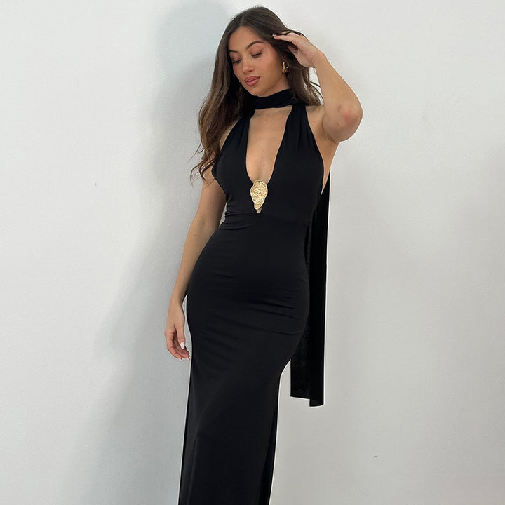 Damen Elegantes Halter-Maxikleid mit verführerischem Ausschnitt Echo Archiv