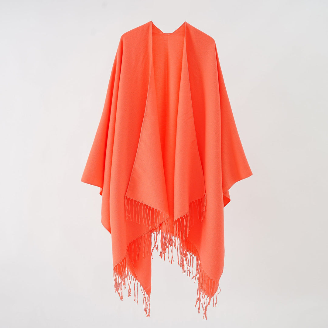 Damen Modischer Fransen-Poncho Aus Weichem Material mit Luxuriösem Fall Echoarchiv