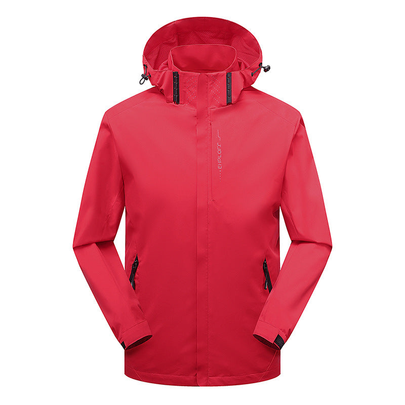 Herren Leichte technische Regenjacke mit Kapuze und dezenter Camouflage‑Textur – Taviero