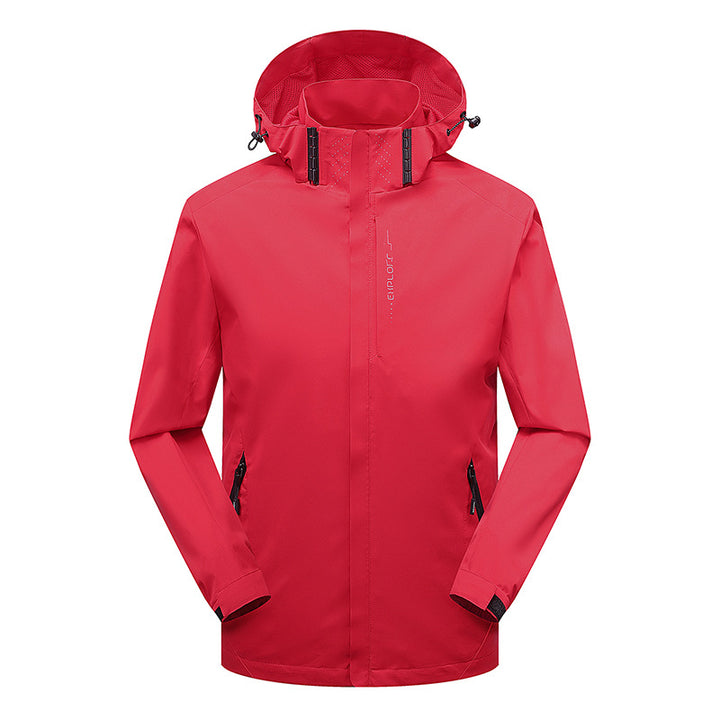 Herren Leichte technische Regenjacke mit Kapuze und dezenter Camouflage‑Textur – Taviero
