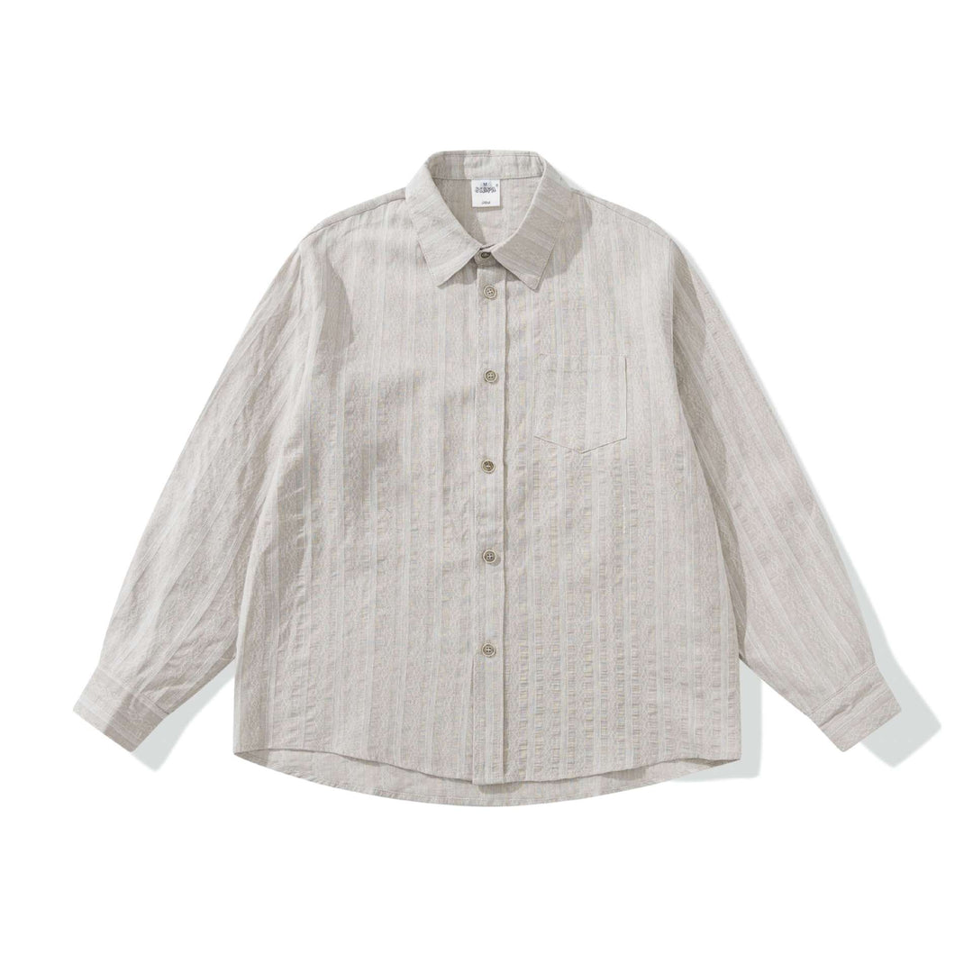Unisex Lockeres Overshirt aus Leinenmischung mit Struktur und Brusttasche Echoarchiv