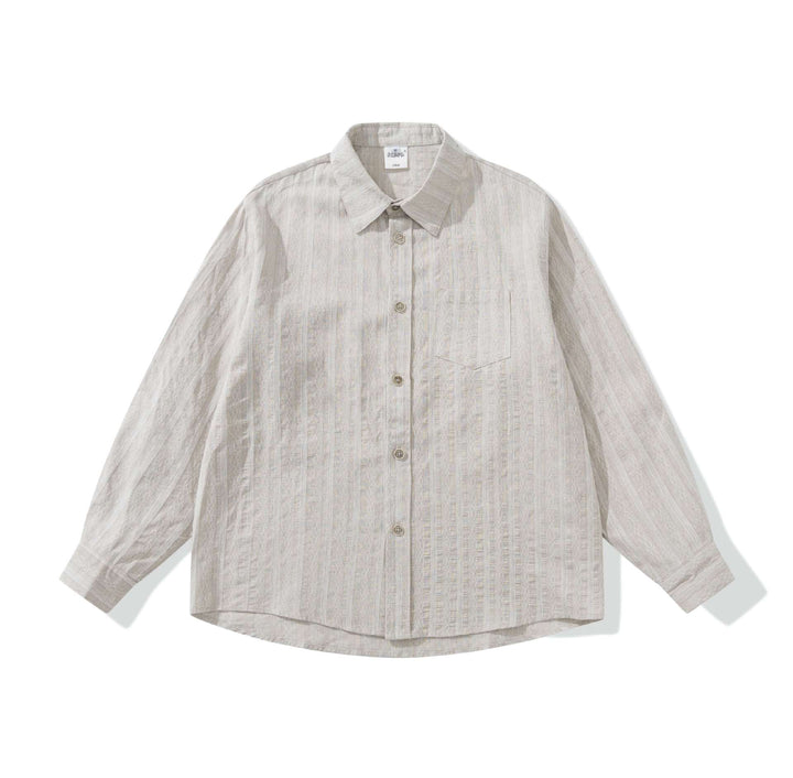 Unisex Lockeres Overshirt aus Leinenmischung mit Struktur und Brusttasche Echoarchiv