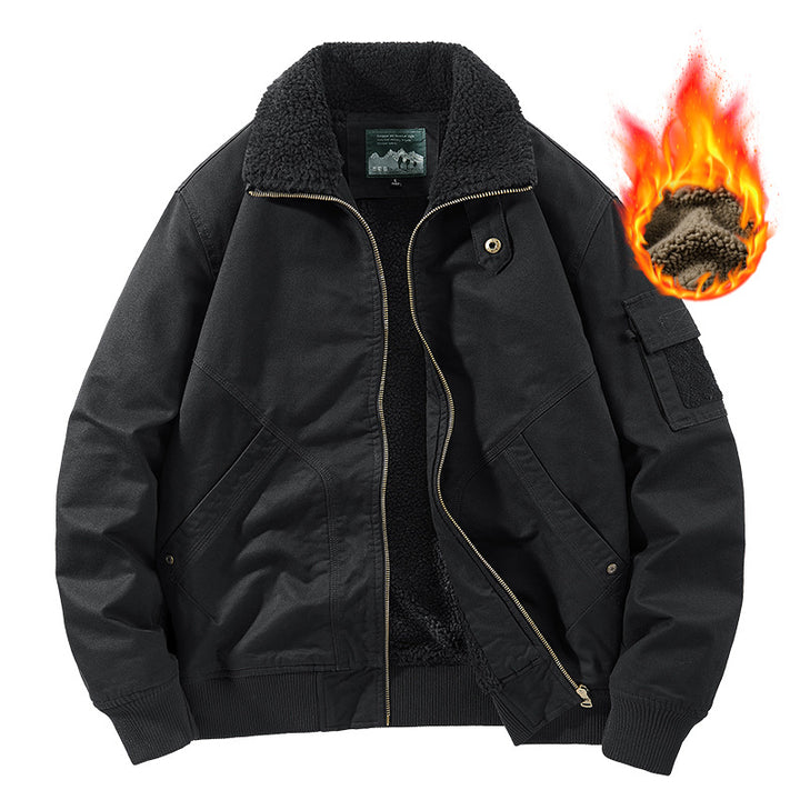 Herren nan schwerer Canvas-Bomber mit wärmendem Sherpa-Innenfutter, ergonomischen Nähten und verdeckter Reißverschlussleiste Echo Archiv