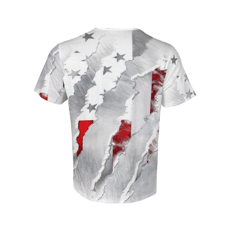 Herren V-Ausschnitt T-Shirt mit auffälligem Grafikdesign Echoarchiv