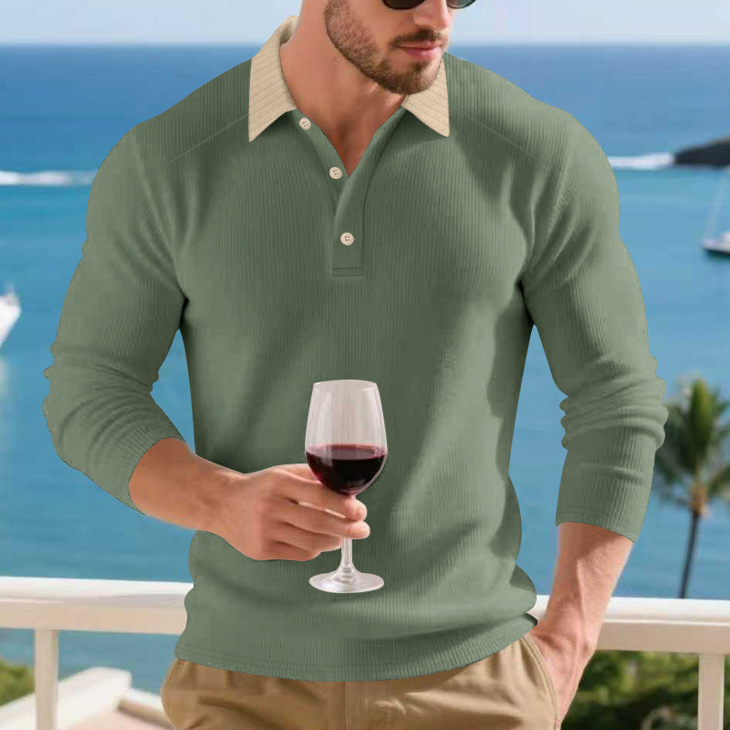 Herren stilvoller Poloshirt mit strukturiertem Design Echoarchiv