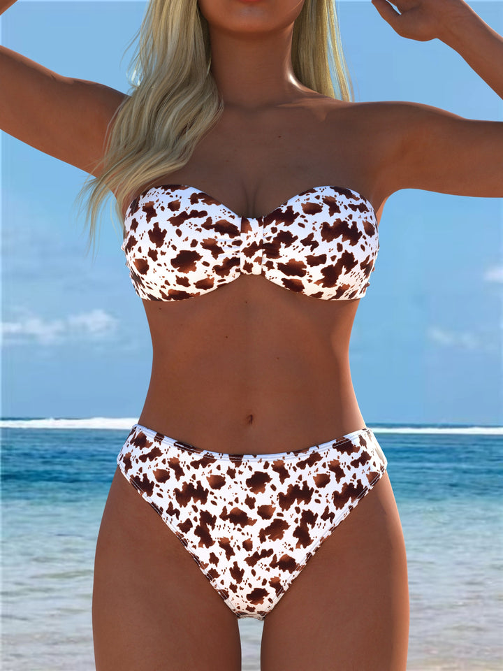 Damen Wickelbikini-Set mit animalischem Muster und hoher Taille Echo Archiv