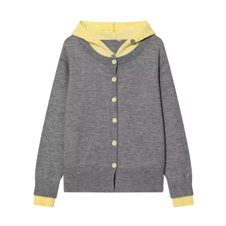 Damen Feinstrick-Cardigan mit Kapuze, Kontrastfutter und Knopfleiste Echo Archiv