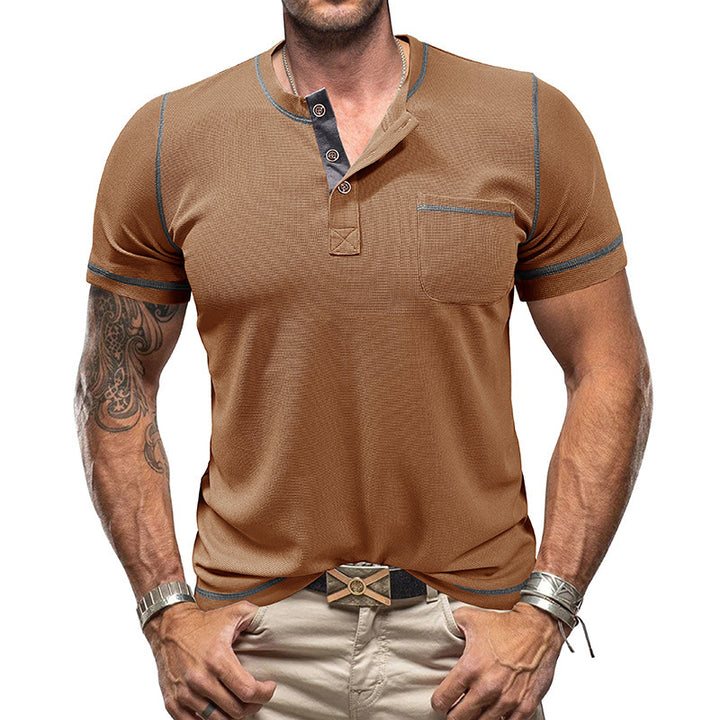 Herren Kurzarmshirt mit modischem Henley-Kragen Echoarchiv