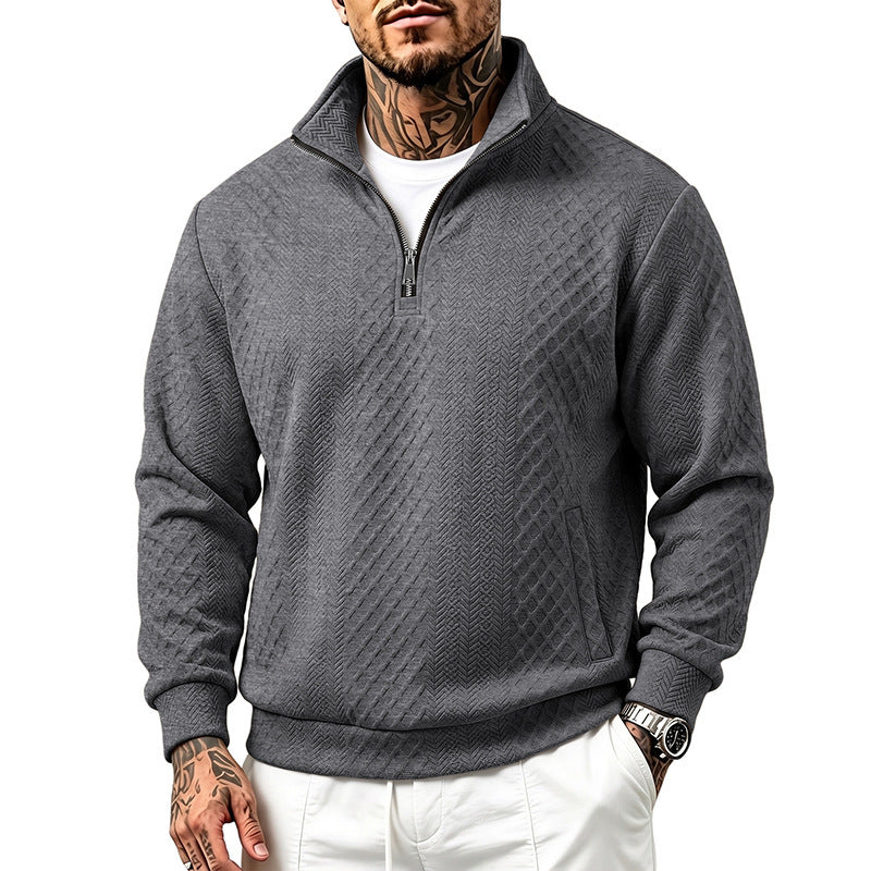 Herren Strukturierter Halbzip-Sweater aus Feinstrick mit Zopfmuster und Eingriffstaschen Echoarchiv