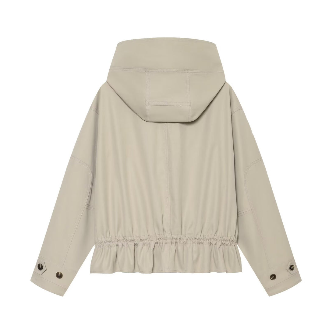 Damen Leichte Kapuzenjacke mit Tunnelzug-Taille und verdeckter Reißverschlussleiste Echo Archiv