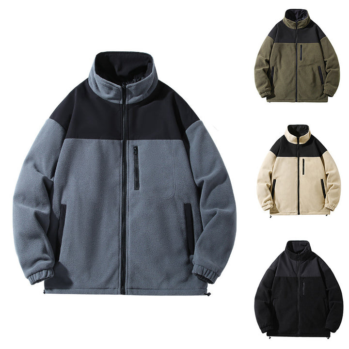 Herren Fleecejacke mit hohem Kragen und Reißverschlusstaschen Echoarchiv