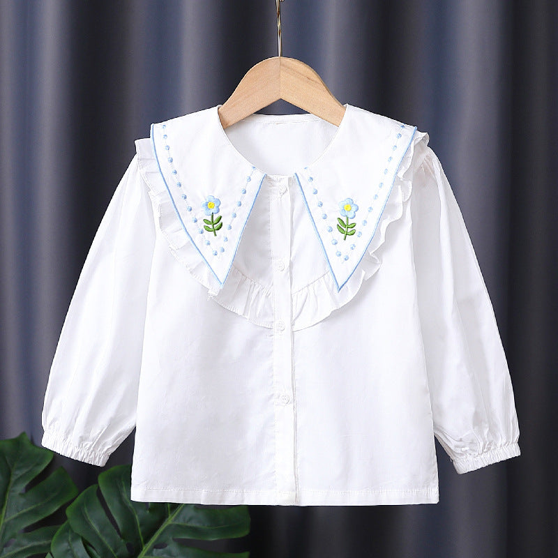 Mädchen Rüschenbluse mit besticktem Kragen Echo Archiv