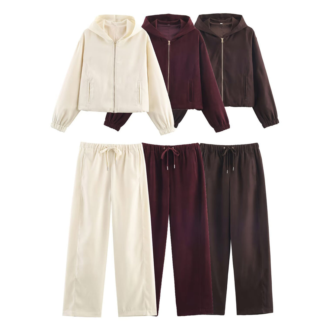 Damen Boxy-Kapuzenjacke aus Veloursoptik mit durchgehendem Reißverschluss und Gummsaum Echo Archiv