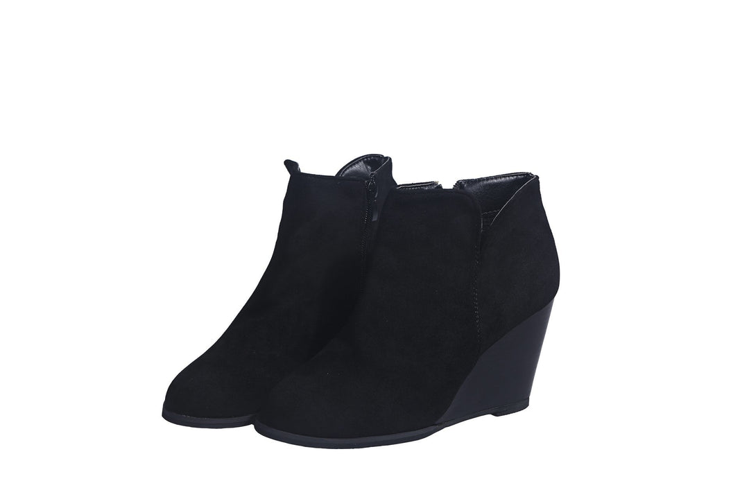 Damen knöchelhohe Keilabsatz‑Stiefelette mit seitlichem Reißverschluss – Varelle