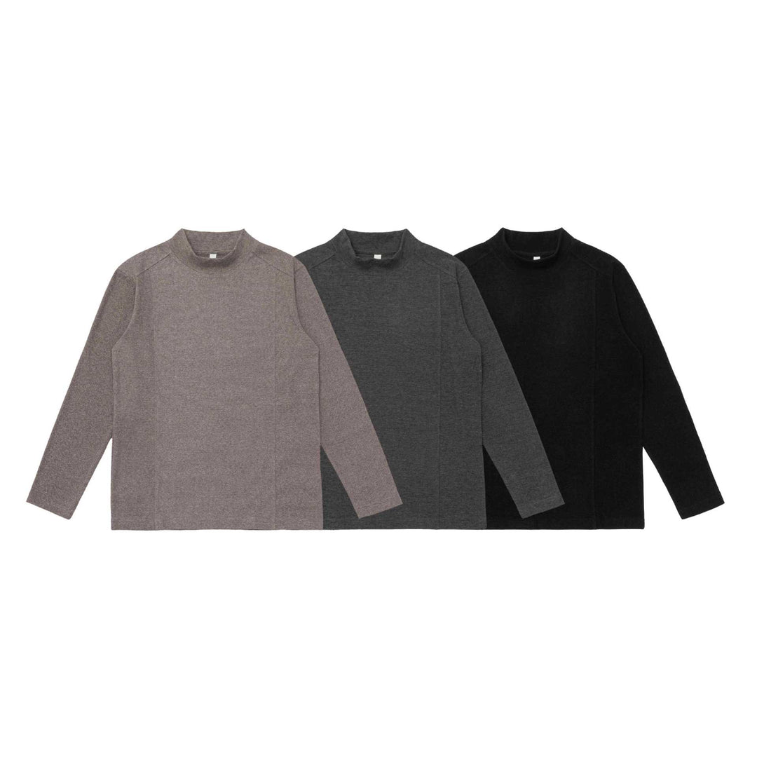 Unisex Feinstrukturierter Stehkragen-Pullover mit Teilungsnähten Echoarchiv