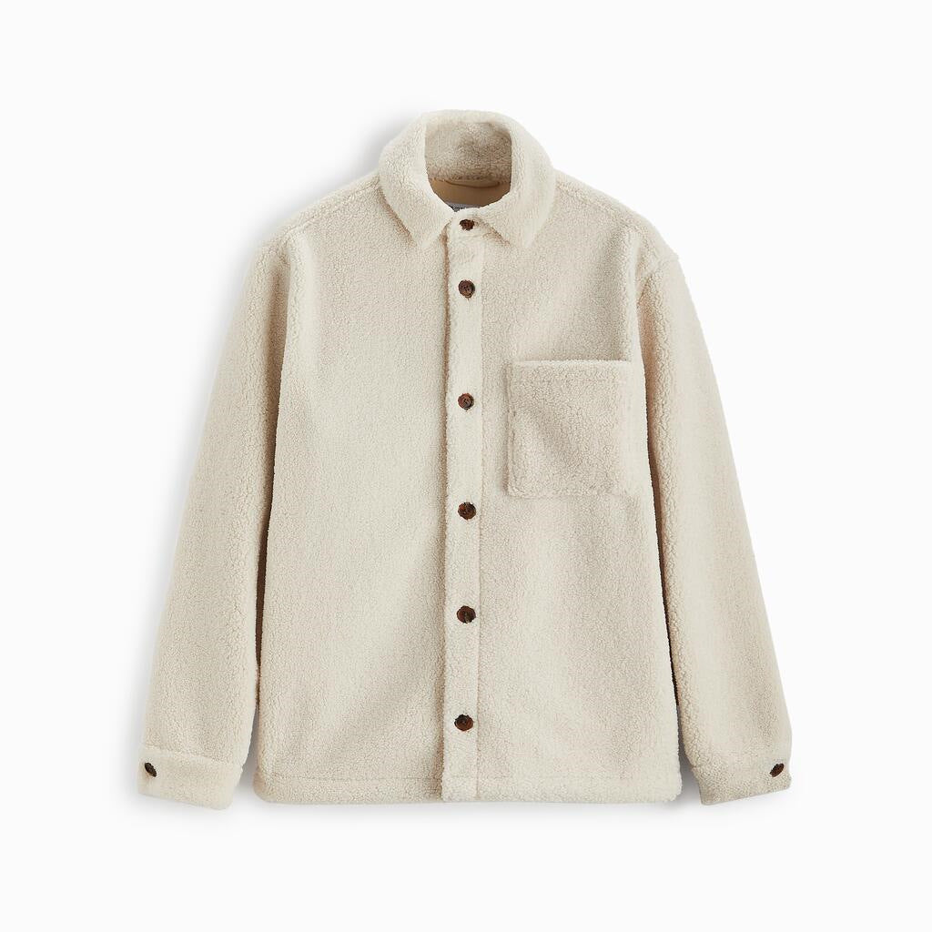 Herren gemütliche Fleece-Hemdjacke mit aufgesetzter Brusttasche Hedi-Mode