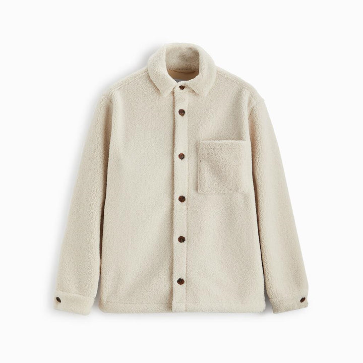 Herren gemütliche Fleece-Hemdjacke mit aufgesetzter Brusttasche Hedi-Mode