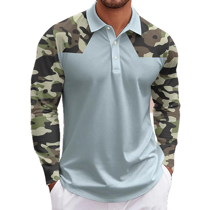 Herren Polo-Shirt mit Camouflage-Ärmeln Echoarchiv